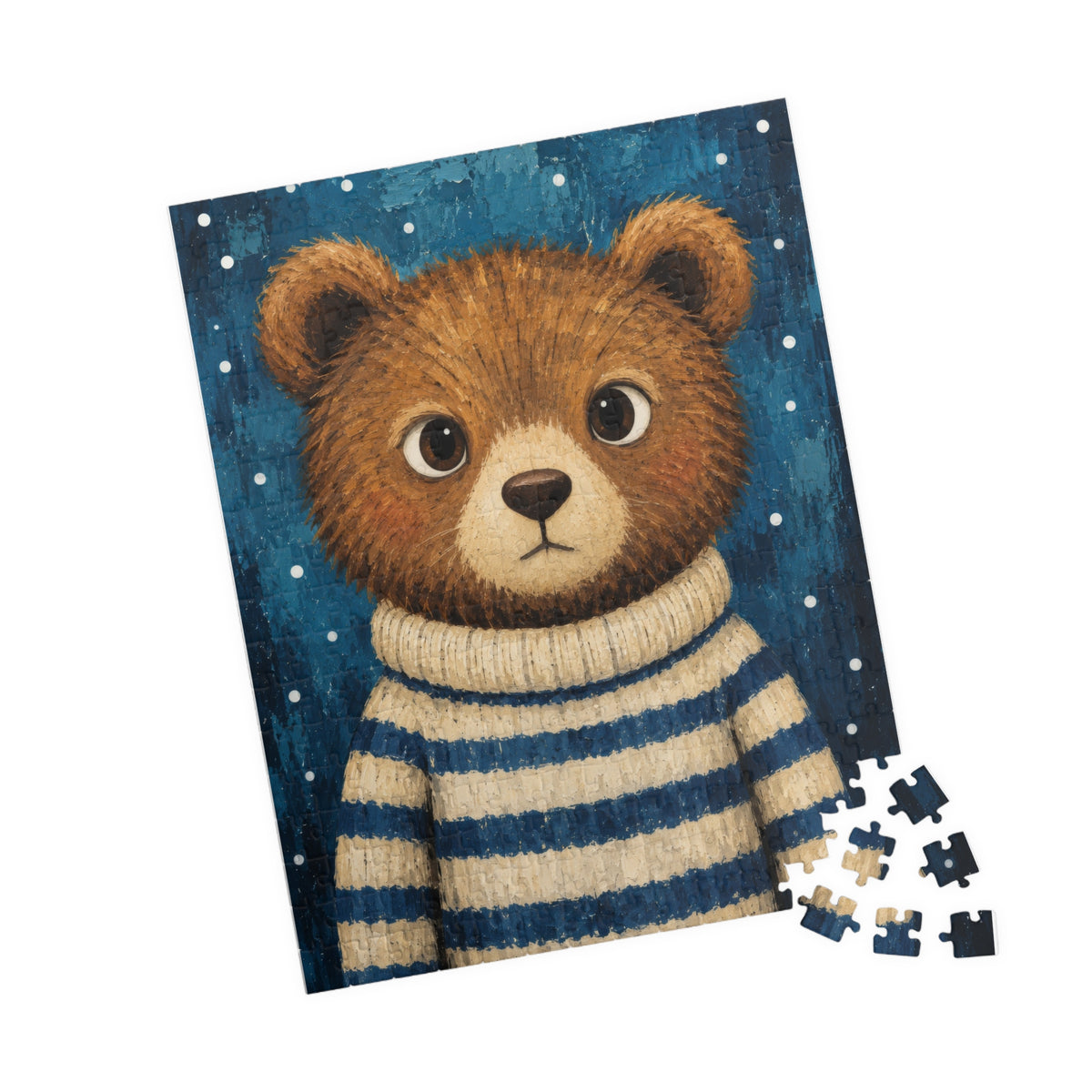 Bear Cub in a Striped Sweater Kids Puzzle | The Cozy Critter Club | 252 Pieces