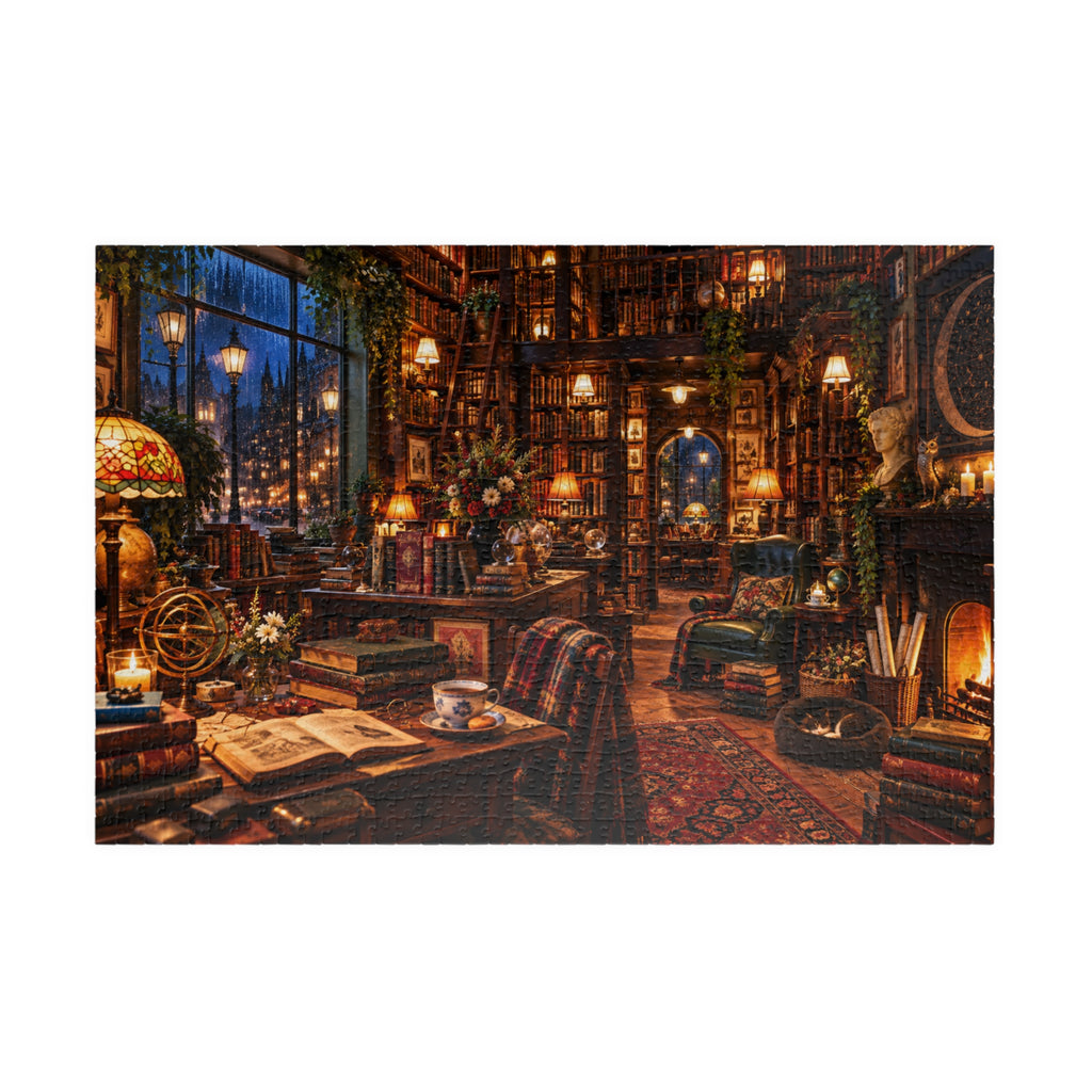 Cozy Vintage Library Jigsaw Puzzle — 1000-Piece Warm Reading Room Scene