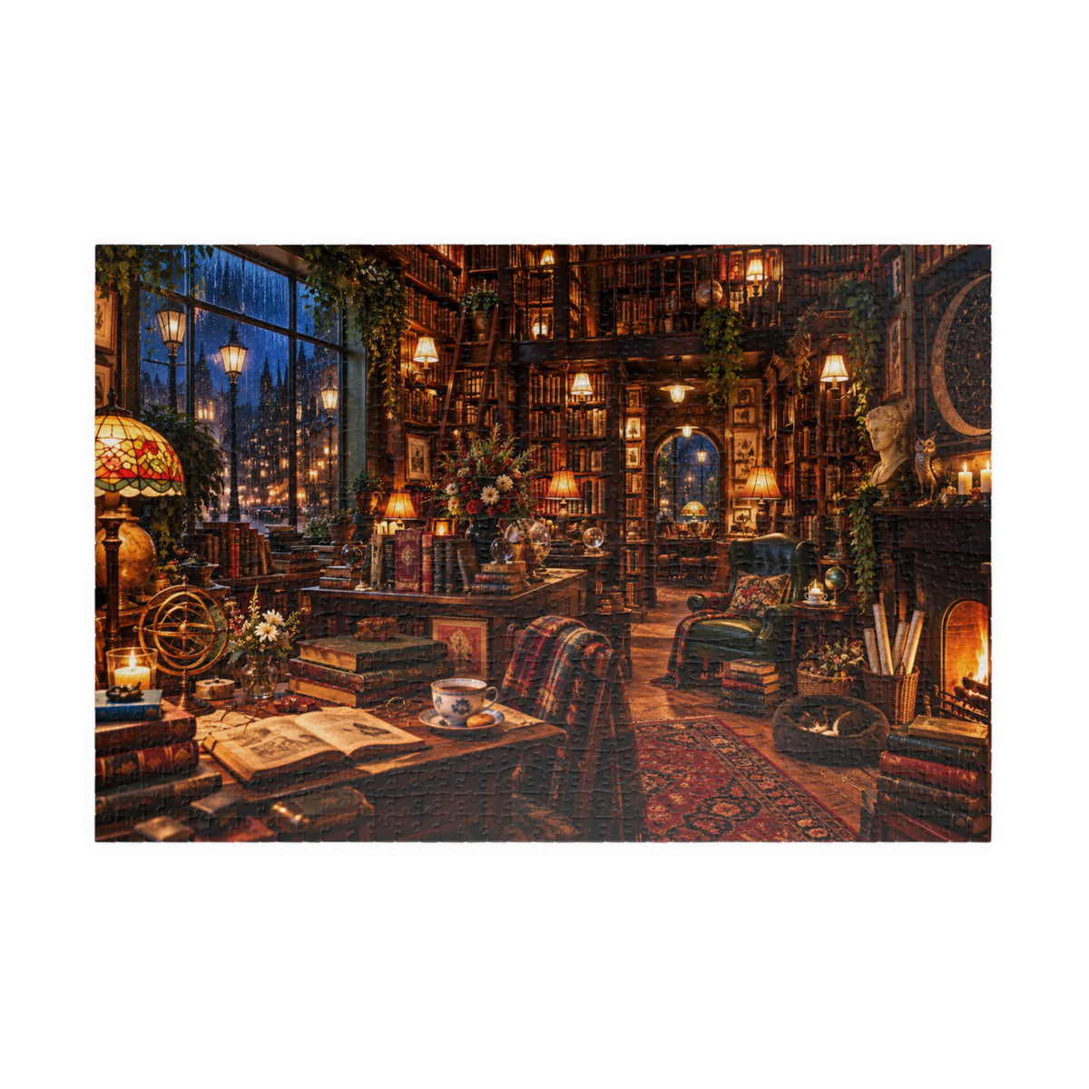 Cozy Vintage Library Jigsaw Puzzle — 1000-Piece Warm Reading Room Scene