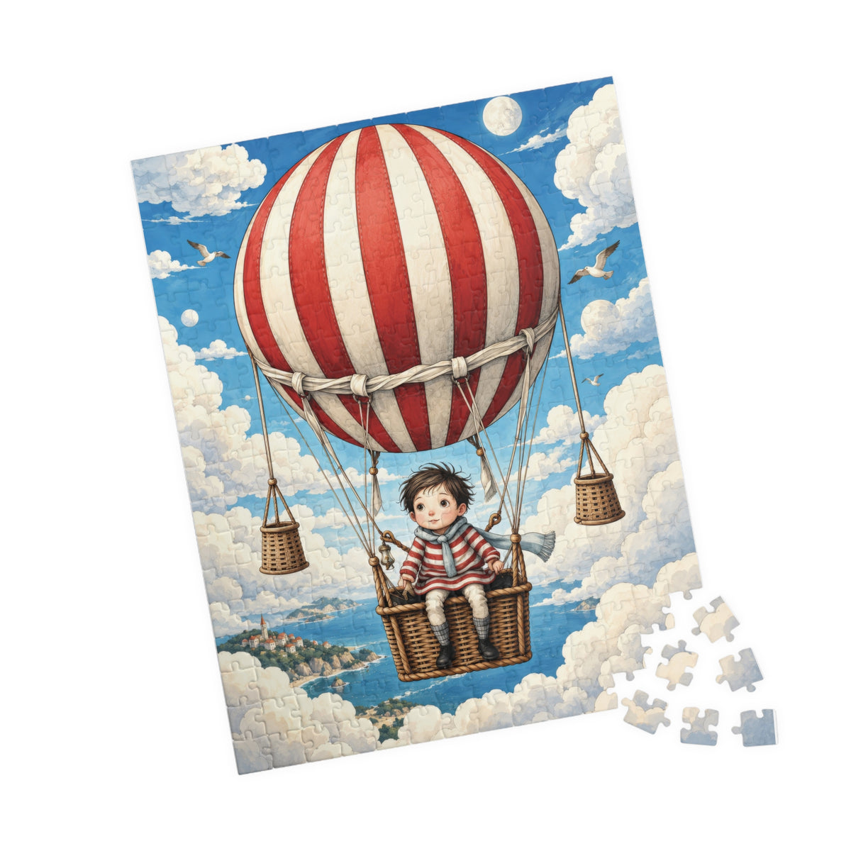 Hot Air Balloon Kids Puzzle — Vintage-Style 110/252-Piece Jigsaw
