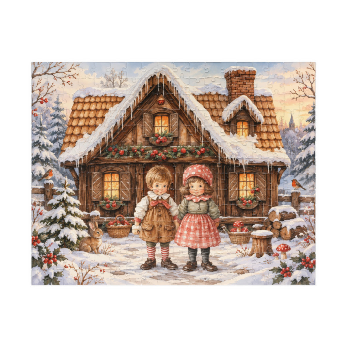 Enchanted Winter Cottage Puzzle | Cozy Christmas Storybook Jigsaw | 252 Pieces