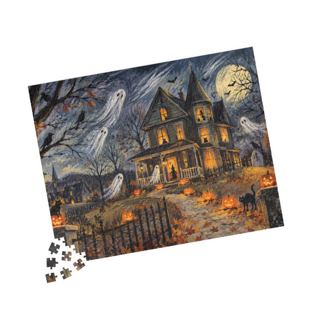 The Haunted House on the Hill Jigsaw Puzzle | Vintage Halloween Puzzle | 520 or 1014 Pieces