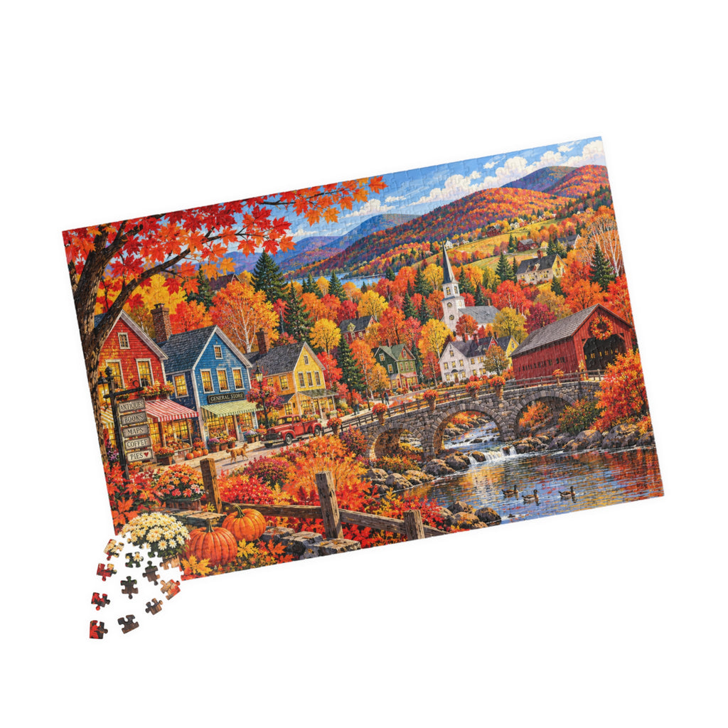 Autumn Village Jigsaw Puzzle | Cozy Fall Landscape | 1014 Pieces
