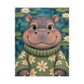 Hippo in a Daisy Sweater Kids Puzzle | The Cozy Critter Club | 252 Pieces
