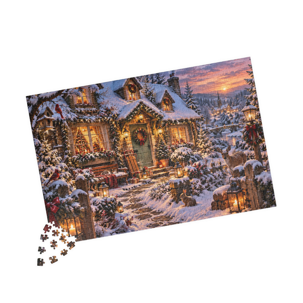 Cozy Snowy Cottage Christmas Puzzle — 1014-Piece Holiday Jigsaw