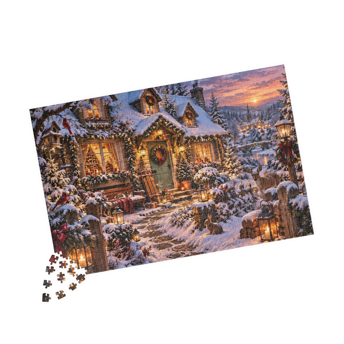 Cozy Snowy Cottage Christmas Puzzle — 1014-Piece Holiday Jigsaw
