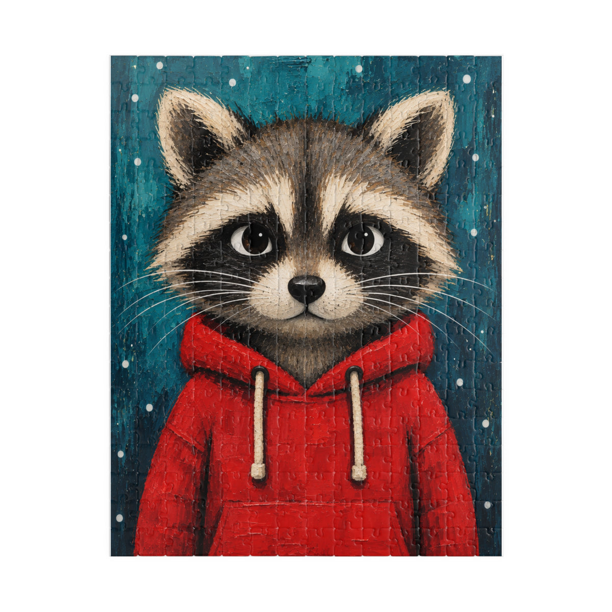 Raccoon in a Red Hoodie Kids Puzzle | The Cozy Critter Club | 252 Pieces