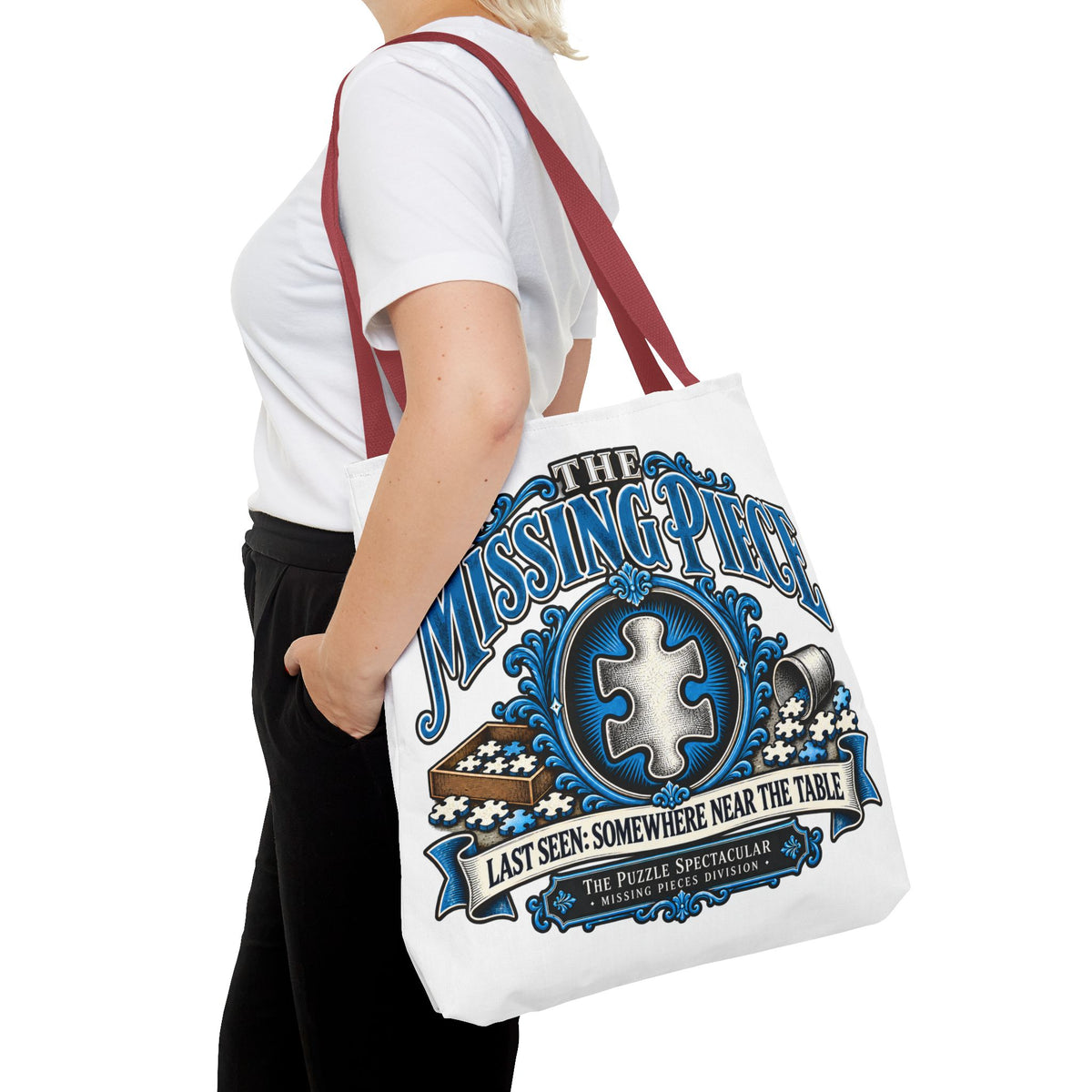 The Missing Piece Puzzle Tote Bag | Large Puzzle Carrying Bag