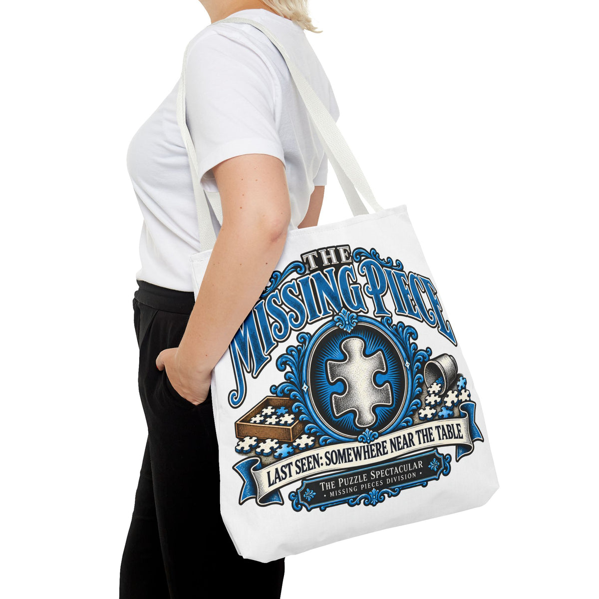 The Missing Piece Puzzle Tote Bag | Large Puzzle Carrying Bag