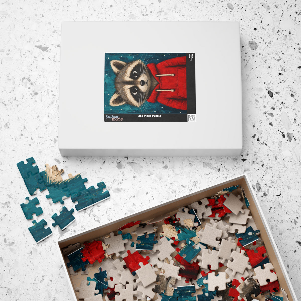 Raccoon in a Red Hoodie Kids Puzzle | The Cozy Critter Club | 252 Pieces