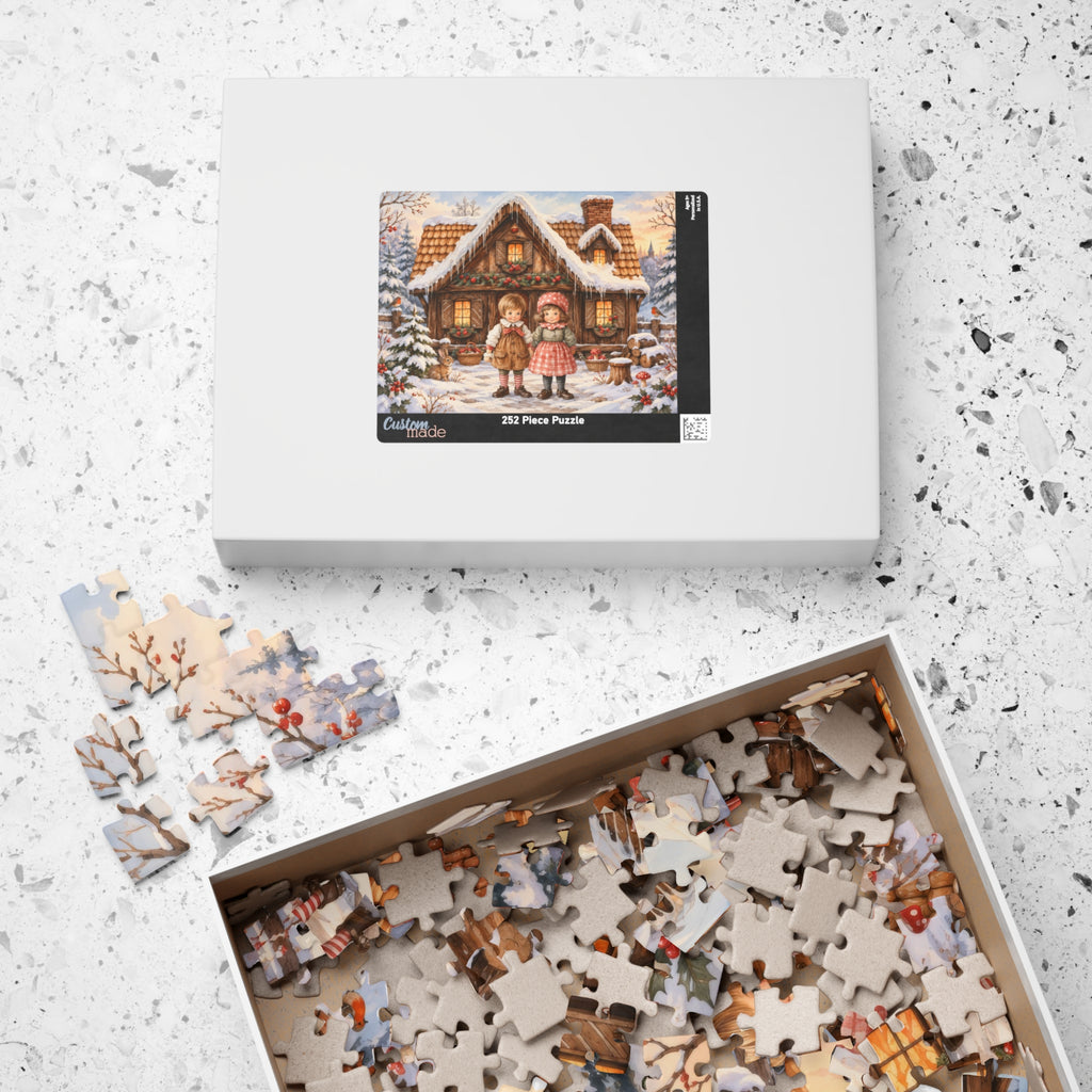 Enchanted Winter Cottage Puzzle | Cozy Christmas Storybook Jigsaw | 252 Pieces